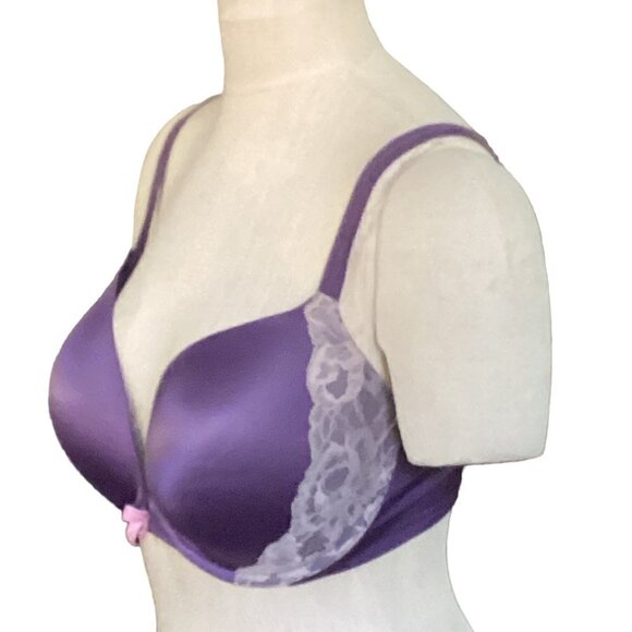 Victoria's Secret Very Sexy Pushup Bra Lace Accent 36DD Purple #161L - Picture 4 of 6